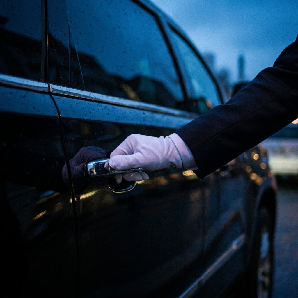 Chauffeur opening the car door